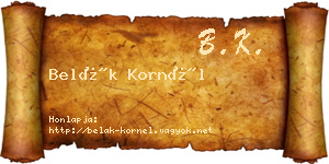 Belák Kornél névjegykártya